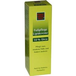 Gelbe Packung mit Fußpflegecreme, enthält 10 % Urea.