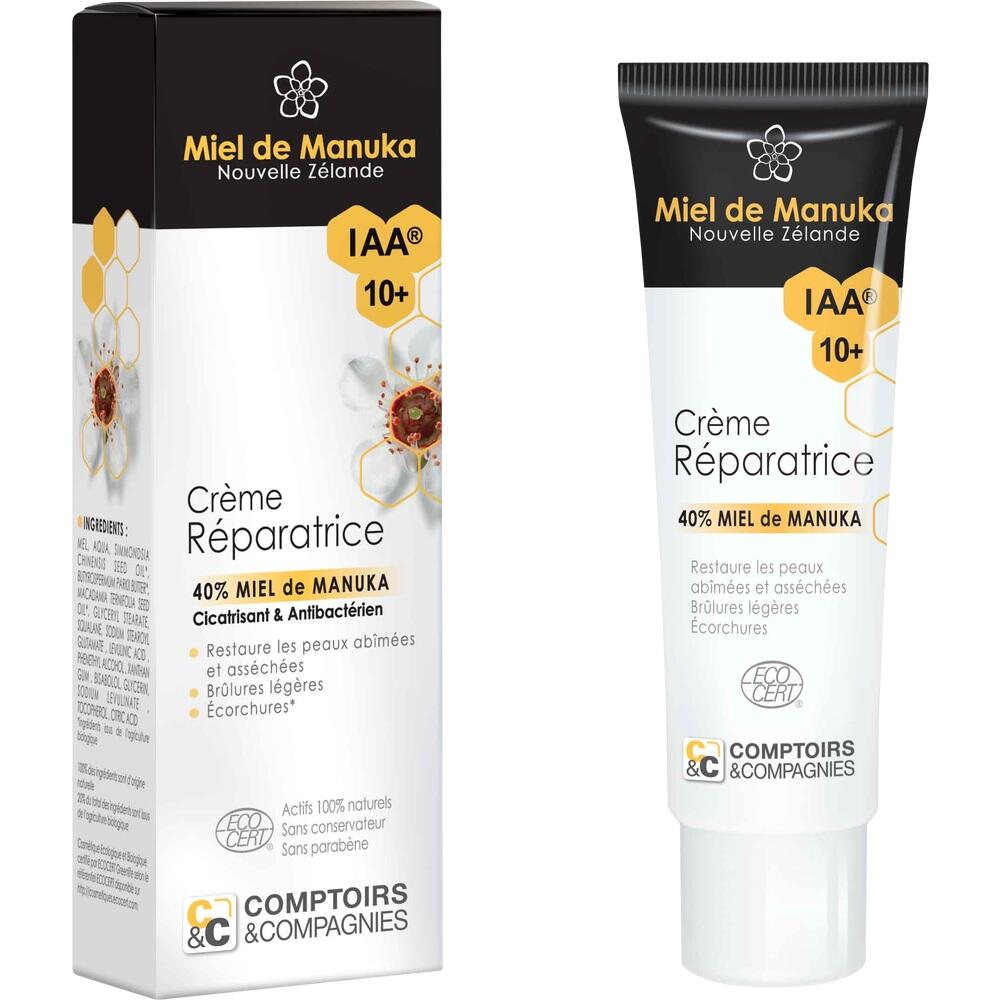 Eine Manuka-Honig-Heilcreme in einer Verpackung und Tube aus Neuseeland.