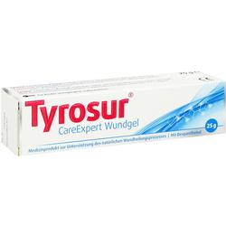 Eine weiße Schachtel mit rotem Schriftzug "Tyrosur", ein Wundgel zur Heilung.